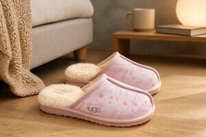 UGG Keegan Girls Slippers in Planetary Pink with a Cozy Shearling Lining Size 3